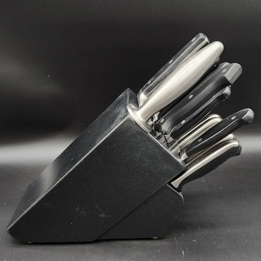Henckels/Chicago Cutlery 15pc Black Stainless Steel Knife Set Block - READ